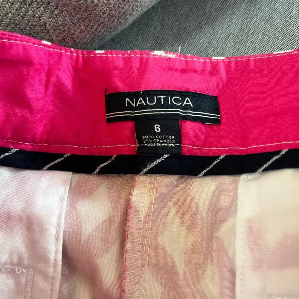 Nautica Fuchsia Hot Pink Geometric Ankle Pants NWT 6 Barbiecore Resort Preppy